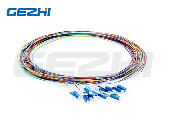 1m (3ft) LC UPC Fiber Optic Pigtail 12 vezels OS2 Single Mode Unjacketed Color-Coded PVC (OFNR) 0,9mm