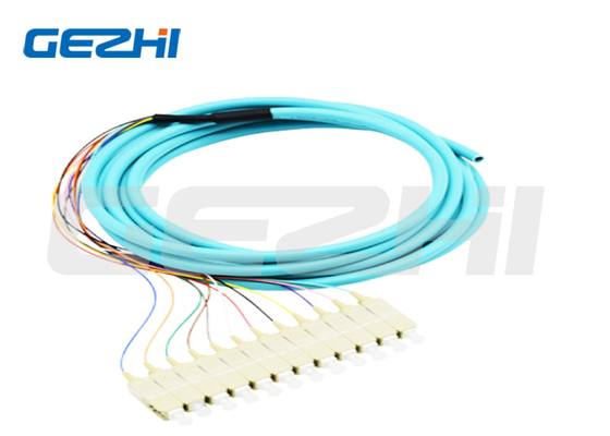 12 Core Fiber Optic Pigtail SC PC Multimode OM3 Distribution Optical Pigtails 0,9mm voor gegevensoverdracht